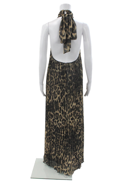 One33 Social Women Multicolor Animal Print Halter Maxi Dress Zip Size 00