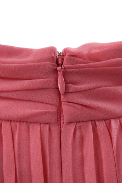 Badgley Mischka Women Pink Halter Maxi Dress Sleeveless Zip Size 6