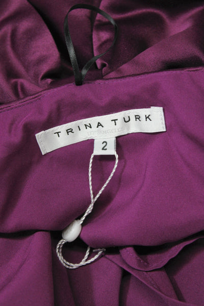 Trina Turk Women Mini Skirt Purple 100% Polyester Hook & Eye Short Size 2