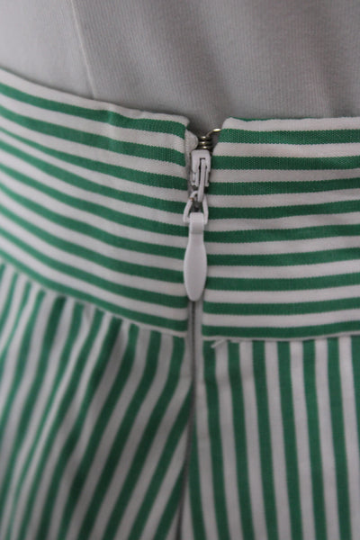 Pearl By Lela Rose Women Green Flare Skirt 100% Cotton Midi Size 0