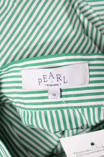 Pearl By Lela Rose Women Green Flare Skirt 100% Cotton Midi Size 0