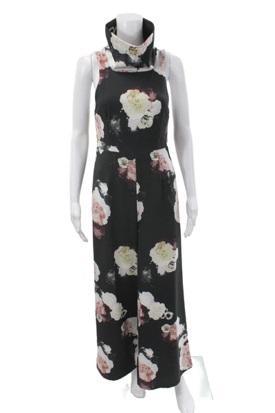 Keepsake Womens Black Floral Sleeveless Cowl Neck Jumpsuit Size XS
