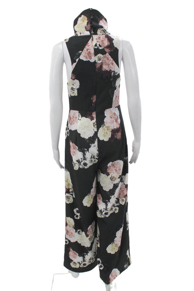 Keepsake Womens Black Floral Sleeveless Cowl Neck Jumpsuit Size XS