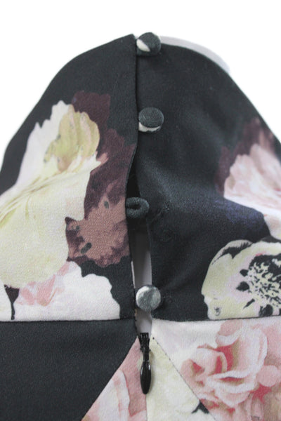 Keepsake Womens Black Floral Sleeveless Cowl Neck Jumpsuit Size XS