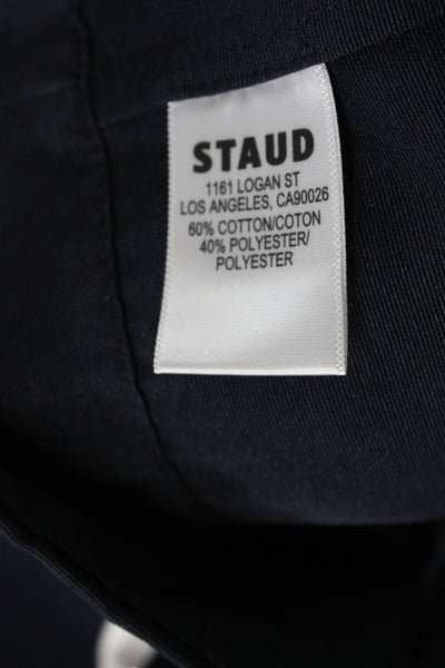 Staud Womens Black Striped Sleeveless Shift Dress High Neck Zip Cotton Size XS