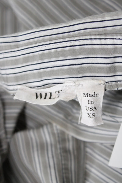 Wilt Womens Tunic Button-Up Dress Gray Striped Collared 3/4 Sleeve Knee Size XS