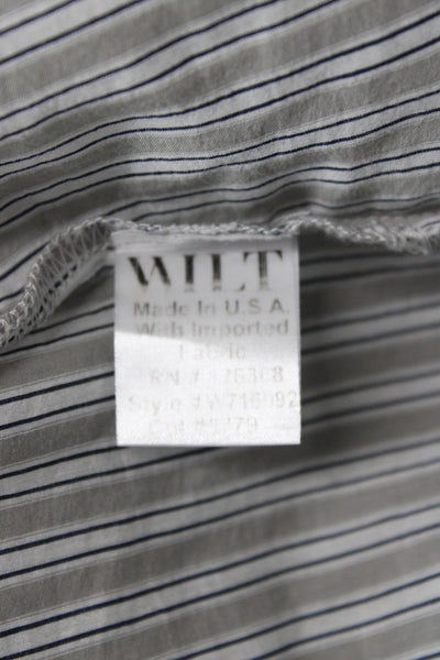 Wilt Womens Tunic Button-Up Dress Gray Striped Collared 3/4 Sleeve Knee Size XS