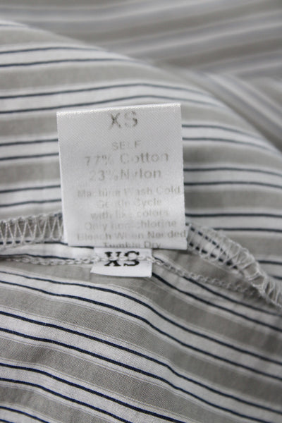 Wilt Womens Tunic Button-Up Dress Gray Striped Collared 3/4 Sleeve Knee Size XS