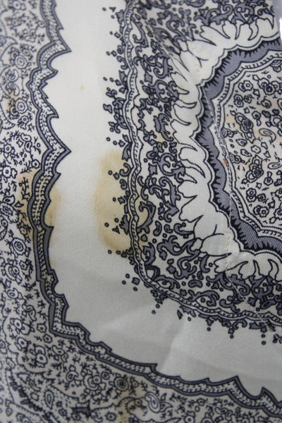 Theory Women Tunic Silk Paisley V-Neck Long Sleeve Ivory Size S