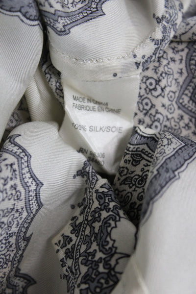 Theory Women Tunic Silk Paisley V-Neck Long Sleeve Ivory Size S
