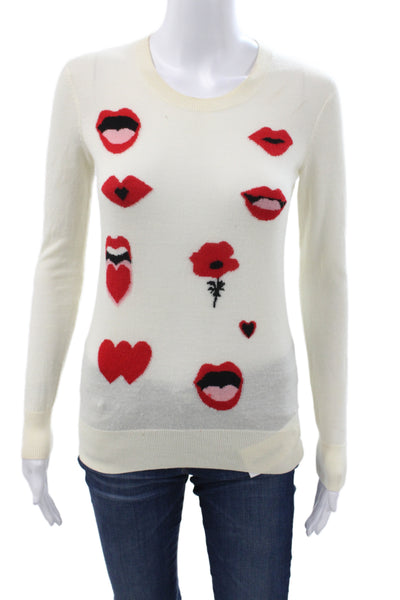 Sonia Rykiel Women Ivory Wool Pullover Sweater Long Sleeve Size XS