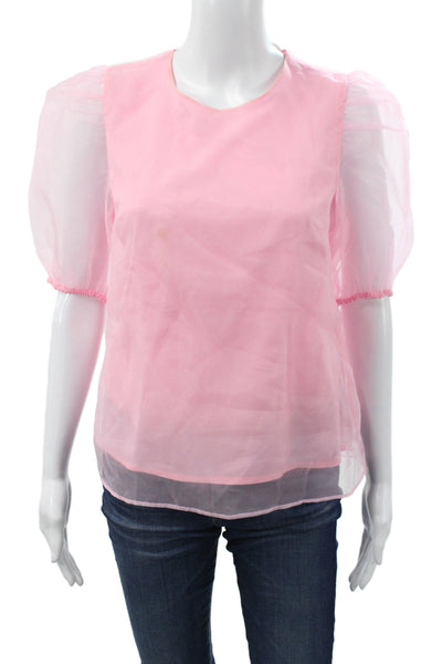 Hyacinth House Women Pink Basic Blouse Short Sleeve Round Neck Size XS
