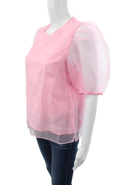 Hyacinth House Women Pink Basic Blouse Short Sleeve Round Neck Size XS