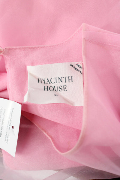 Hyacinth House Women Pink Basic Blouse Short Sleeve Round Neck Size XS