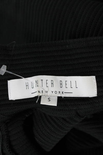 Hunter Bell Womens Black Striped Turtleneck Blouse Long Sleeve Zip Size S