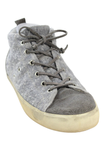 Leather Crown Mens Tweed High Top Sneakers Shoes Gray Size 10