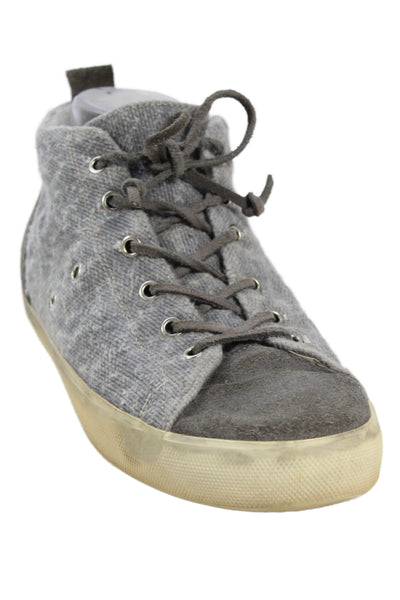 Leather Crown Mens Tweed High Top Sneakers Shoes Gray Size 10