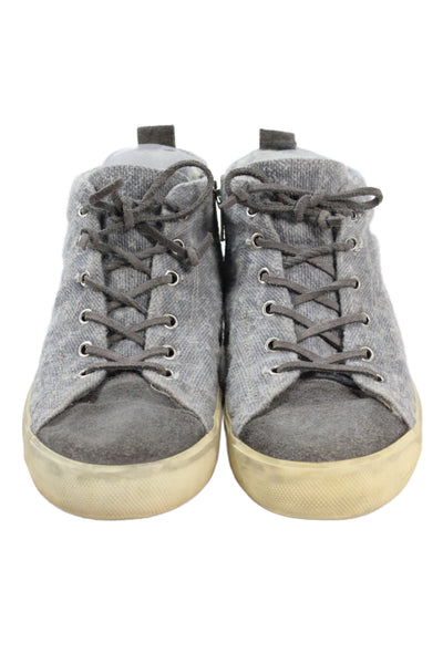 Leather Crown Mens Tweed High Top Sneakers Shoes Gray Size 10