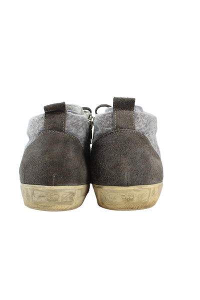 Leather Crown Mens Tweed High Top Sneakers Shoes Gray Size 10