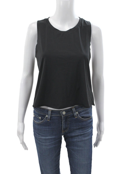 Ultracor Womens Crew Neck Sleeveless Tank Top Solid Black Size S