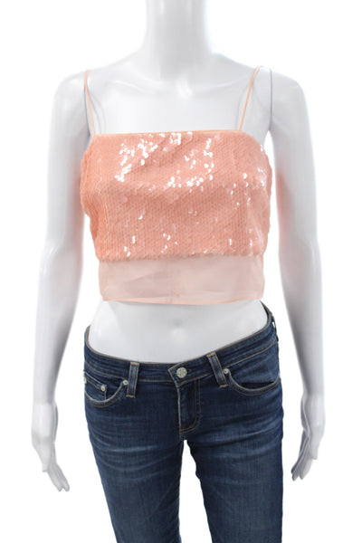 Toccin Womens Camisole Pink Square Neck Sleeveless Polyester Party Size 2
