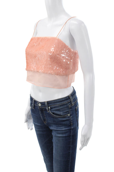 Toccin Womens Camisole Pink Square Neck Sleeveless Polyester Party Size 2