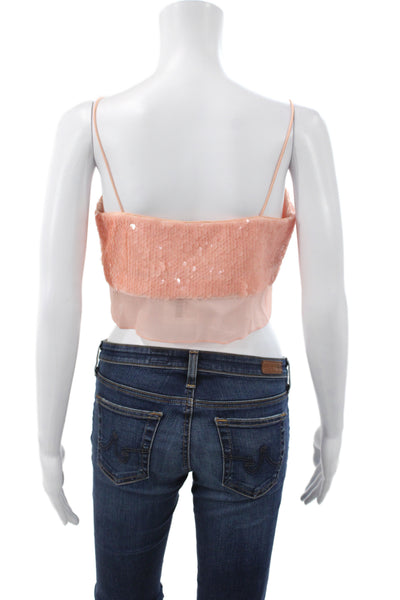 Toccin Womens Camisole Pink Square Neck Sleeveless Polyester Party Size 2