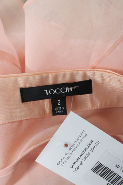 Toccin Womens Camisole Pink Square Neck Sleeveless Polyester Party Size 2