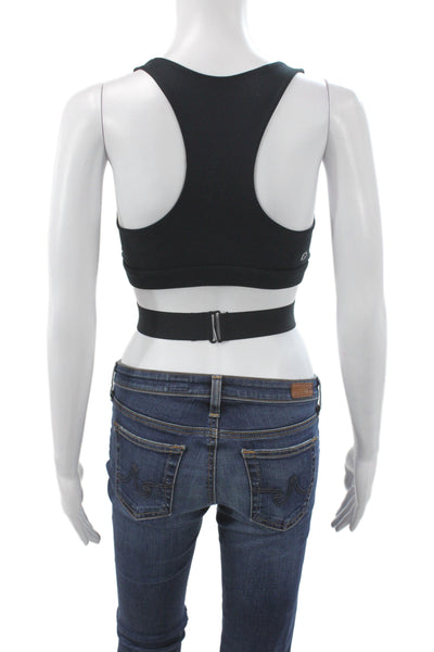 Le Ore Womens Wrap Around V-Neck Sleeveless Sports Bra Solid Black Size XS
