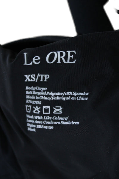 Le Ore Womens Wrap Around V-Neck Sleeveless Sports Bra Solid Black Size XS