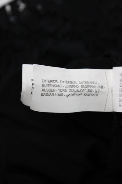 Zara Womens Cropped Floral Viscose Pants Black Drawstring Size XS