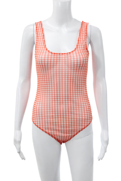 Toccin Women One Piece Gingham Scoop Neck Sleeveless Gray Size 2