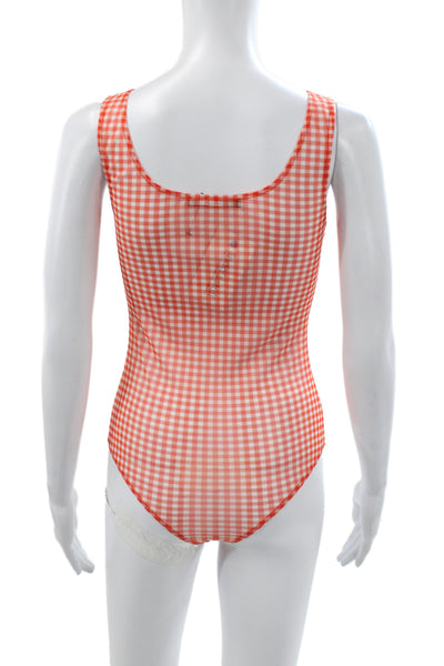 Toccin Women One Piece Gingham Scoop Neck Sleeveless Gray Size 2