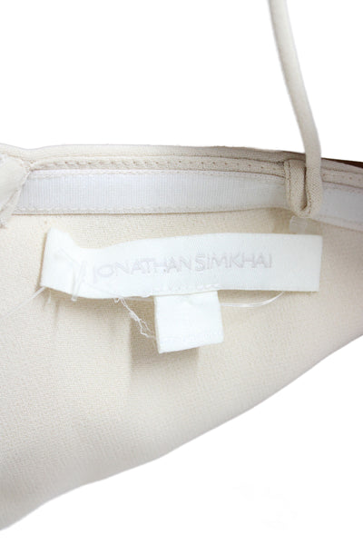Jonathan Simkhai Women Slip Dress Beige Square Neck Mid Calf Size 2