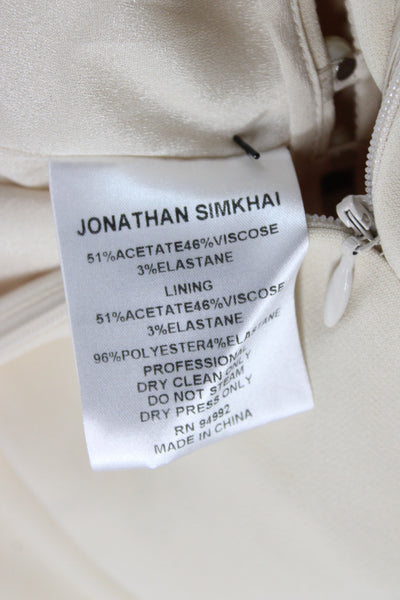 Jonathan Simkhai Women Slip Dress Beige Square Neck Mid Calf Size 2