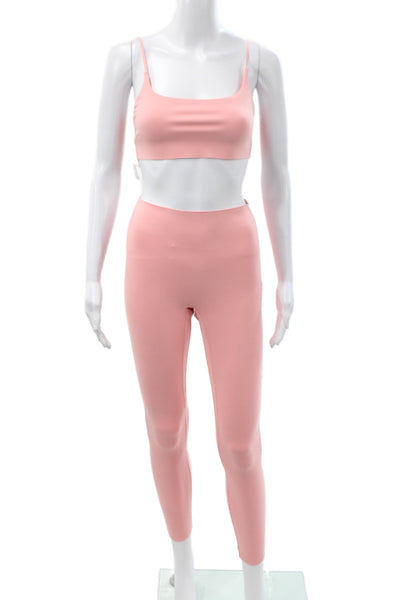 Le Ore Women Pink Athleisure Leggings Outfit Sleeveless Scoop Neck Size S