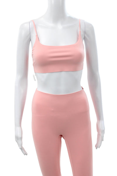Le Ore Women Pink Athleisure Leggings Outfit Sleeveless Scoop Neck Size S