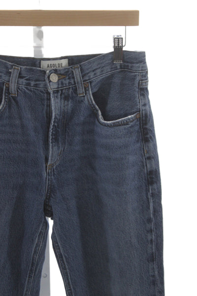 Agolde Womens Straight Jeans Blue High Rise 28 Inseam Size 26