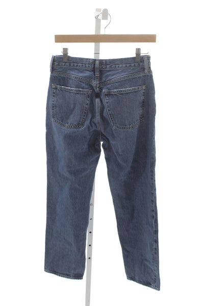 Agolde Womens Straight Jeans Blue High Rise 28 Inseam Size 26
