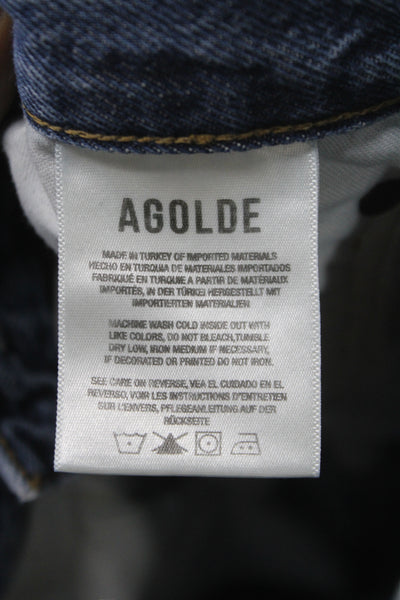 Agolde Womens Straight Jeans Blue High Rise 28 Inseam Size 26