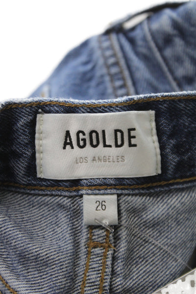 Agolde Womens Straight Jeans Blue High Rise 28 Inseam Size 26
