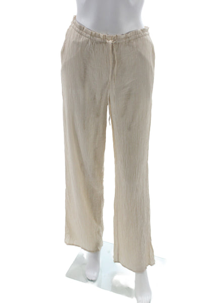 Zara Womens Beige Jogger Pants Drawstring Viscose Size XS