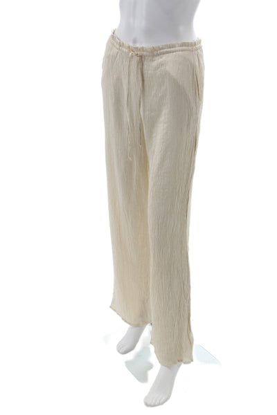Zara Womens Beige Jogger Pants Drawstring Viscose Size XS