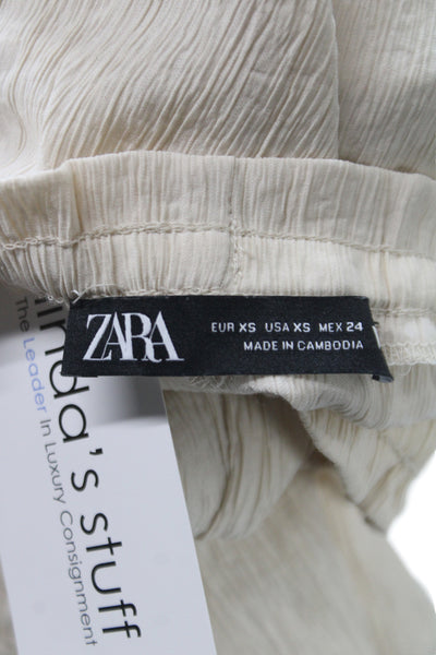 Zara Womens Beige Jogger Pants Drawstring Viscose Size XS