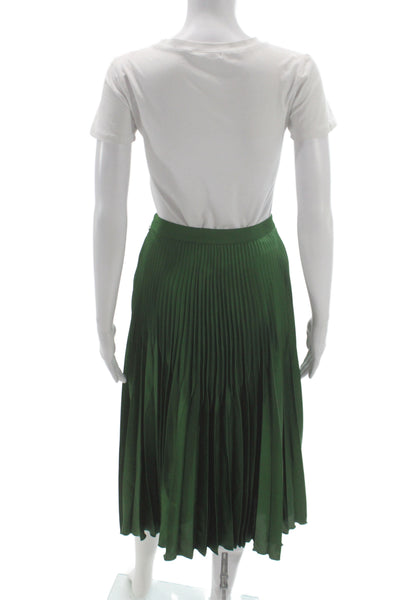 Reiss Womens Pleated Midi Skirt Green 96% Polyester Zip Size 0