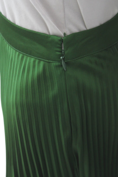 Reiss Womens Pleated Midi Skirt Green 96% Polyester Zip Size 0