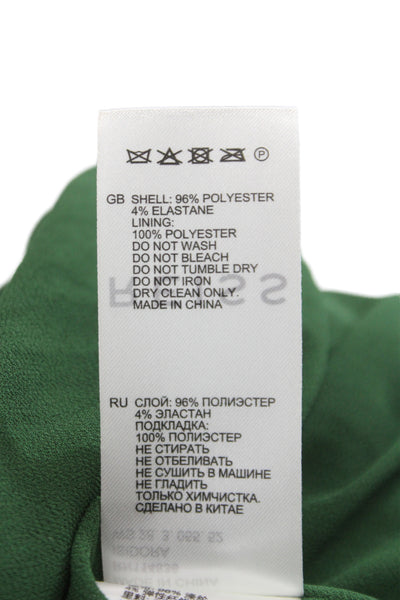 Reiss Womens Pleated Midi Skirt Green 96% Polyester Zip Size 0