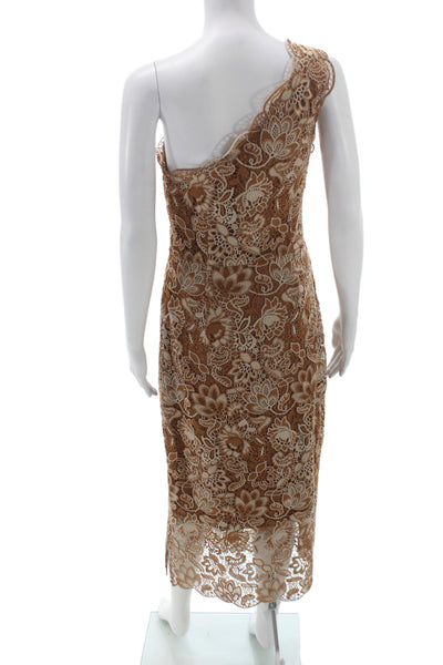 Cami NYC Women Brown Floral One Shoulder Sheath Dress Sleeveless Size 4