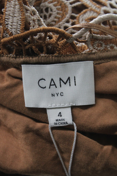 Cami NYC Women Brown Floral One Shoulder Sheath Dress Sleeveless Size 4