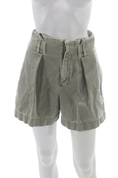 Xirena Womens Utility Cotton Green Shorts Button Size M